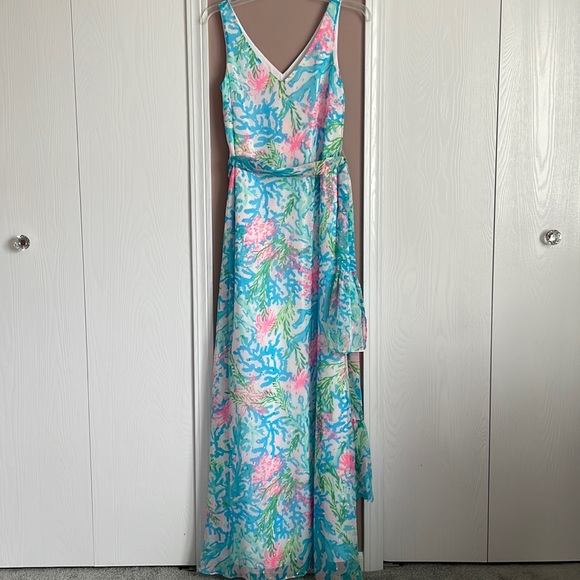 NWT Lilly Pulitzer Lani Maxi Dress Multi Coral Bay XXS - Picture 6 of 9